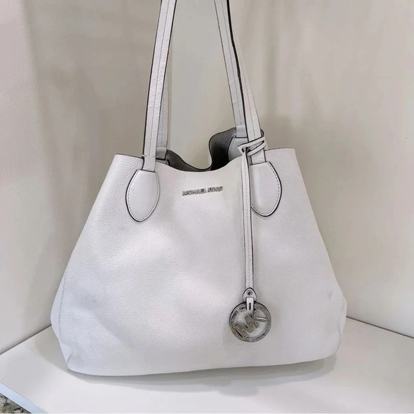 Michael Kors Tote White with Silver Metallic Reversible designer fashion chic - Picture 3 of 16